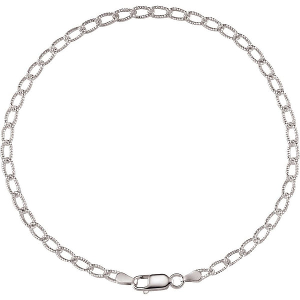 Sterling Silver 3 mm Curb Anklet 9.5"