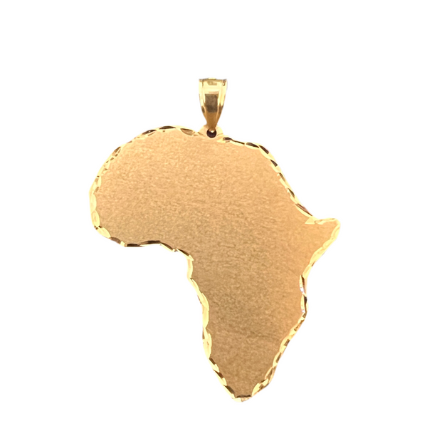 14K YG Large Africa Map Pendant