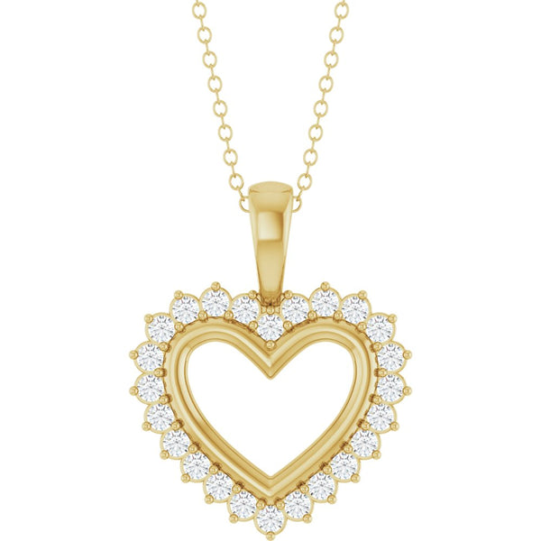 14K Gold 3/8 CTW Natural Diamond Heart 16-18" Necklace