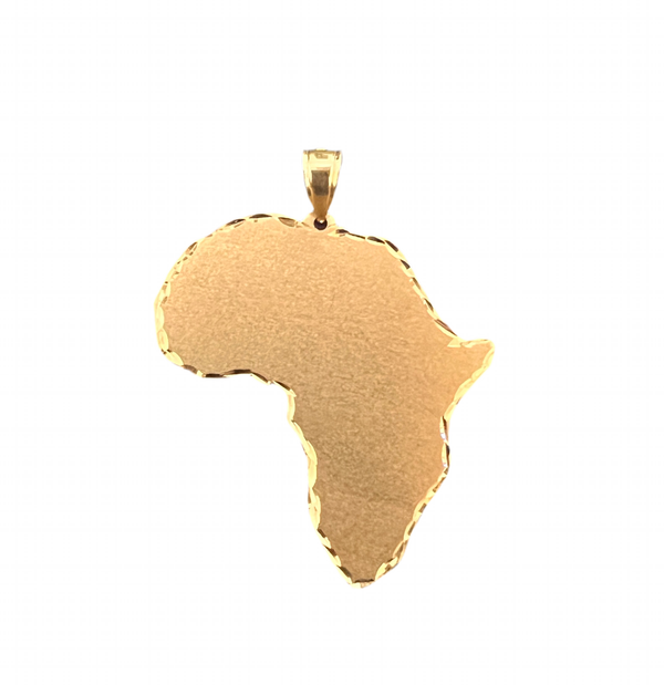 14K YG Med Africa Map Pendant