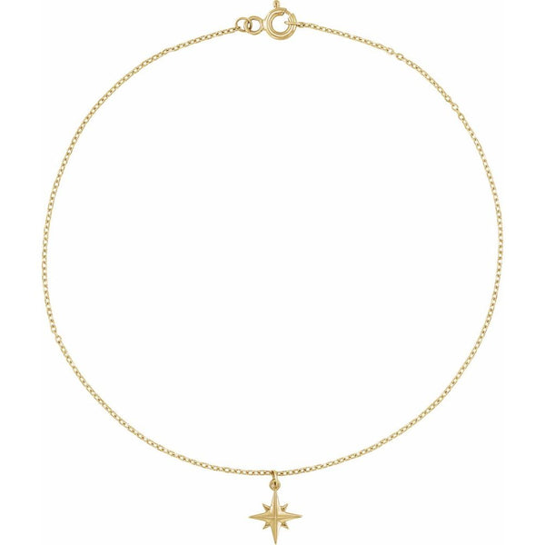 14K Yellow Gold Star 9" Anklet