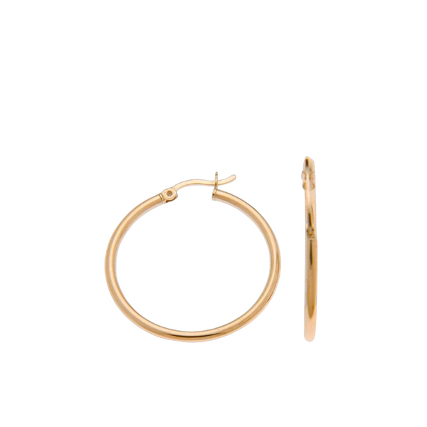 30mm 14K Yellow Gold Hollow Hoop Earrings