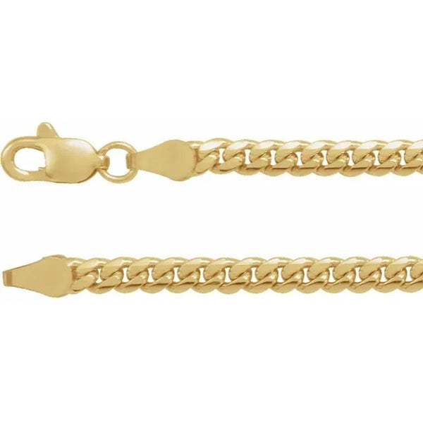 14K Yellow Gold Solid Miami Cuban Chain